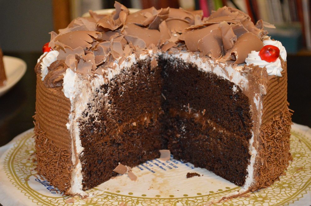 Example dish photography — a layered chocolate cake